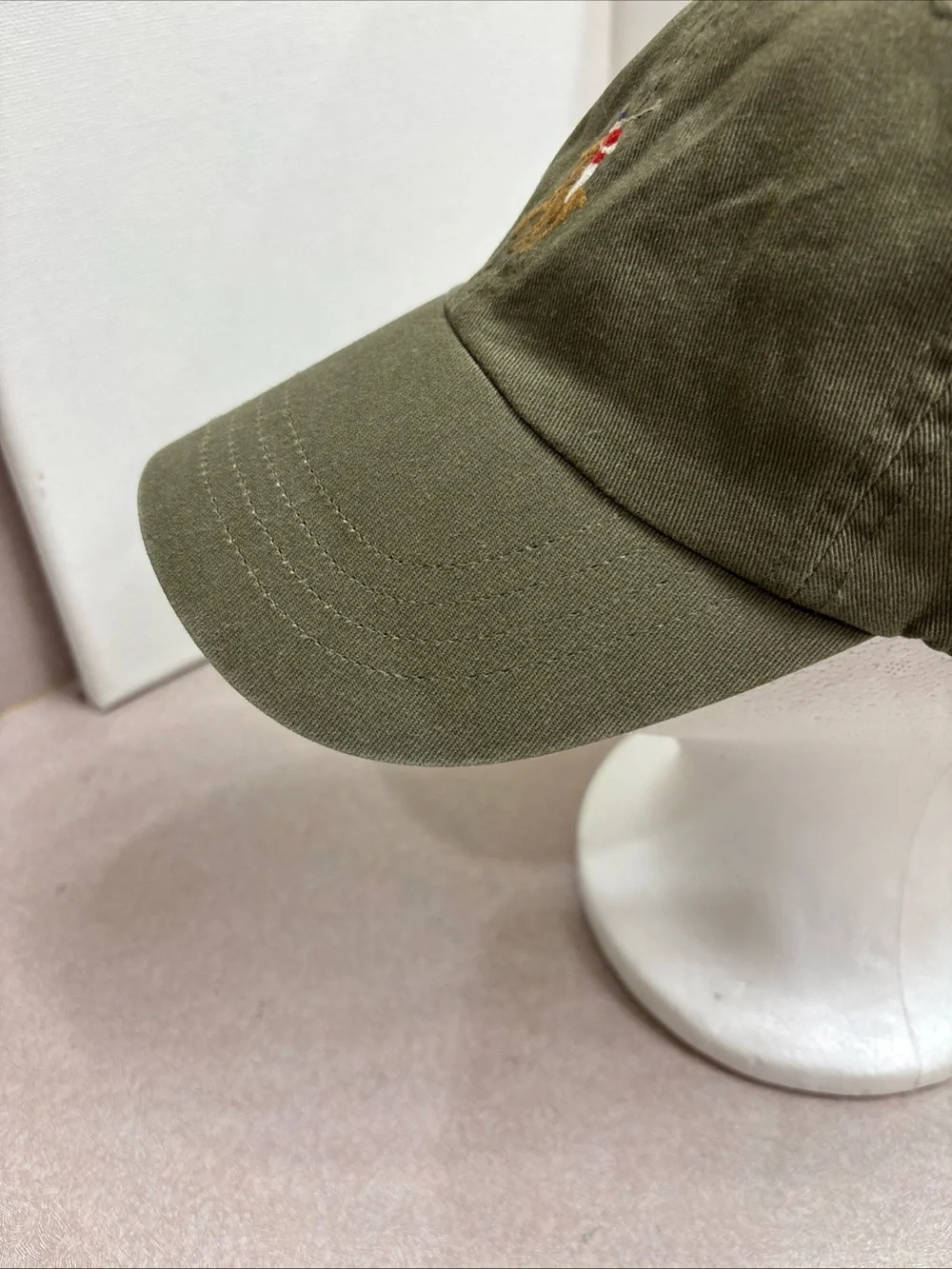 POLO RALPH LAUREN GREEN HAT BASEBALL CAP MULTI COLOR PONY Leather Strap Vintage